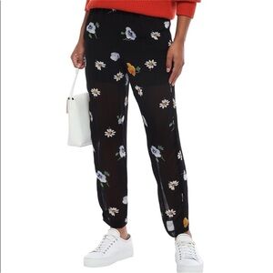 NWT Ganni Dainty Georgette floral print sheer wide leg pants EU size 38